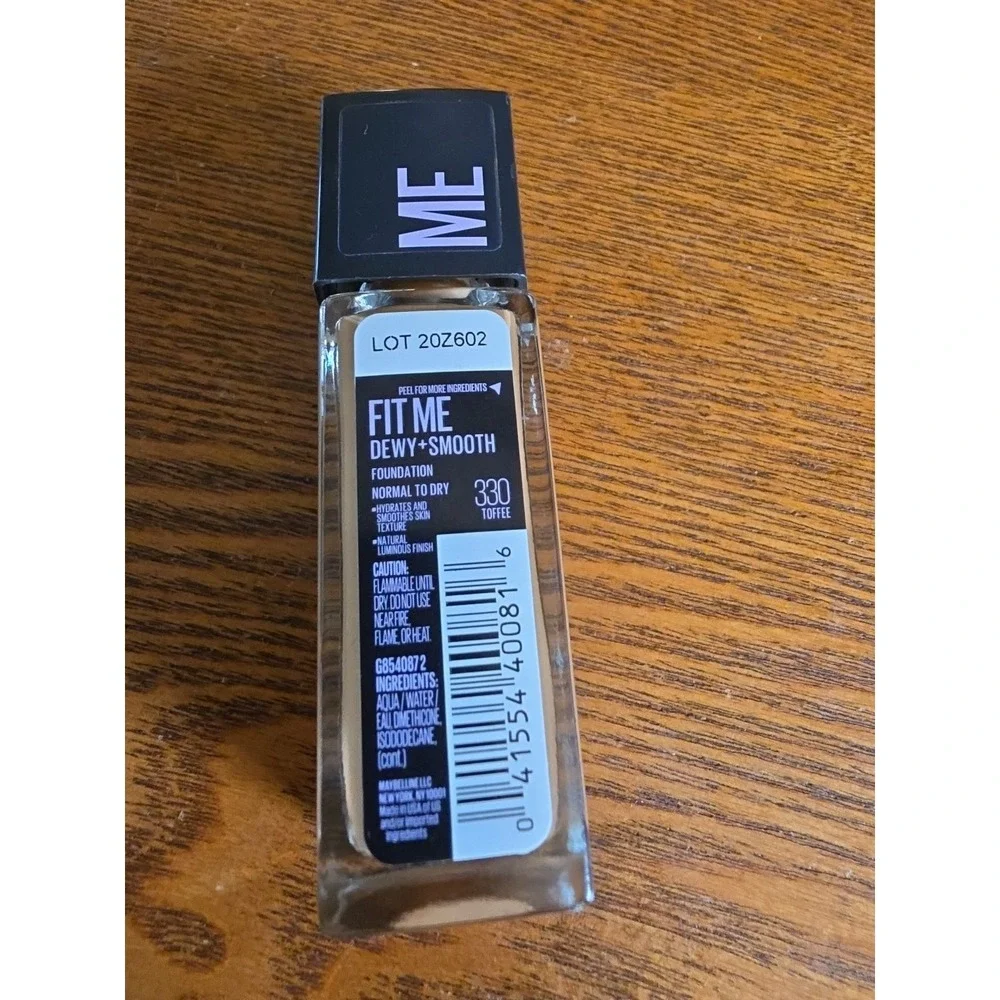 New Maybelline Fit Me! Dewy & Smooth Foundation 1floz #330 Toffee‎ - NEW